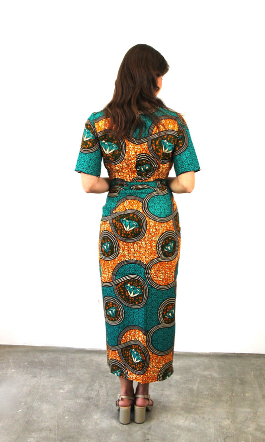 CROPPED BLOUSE & SKIRT SET BLUE LUNDA