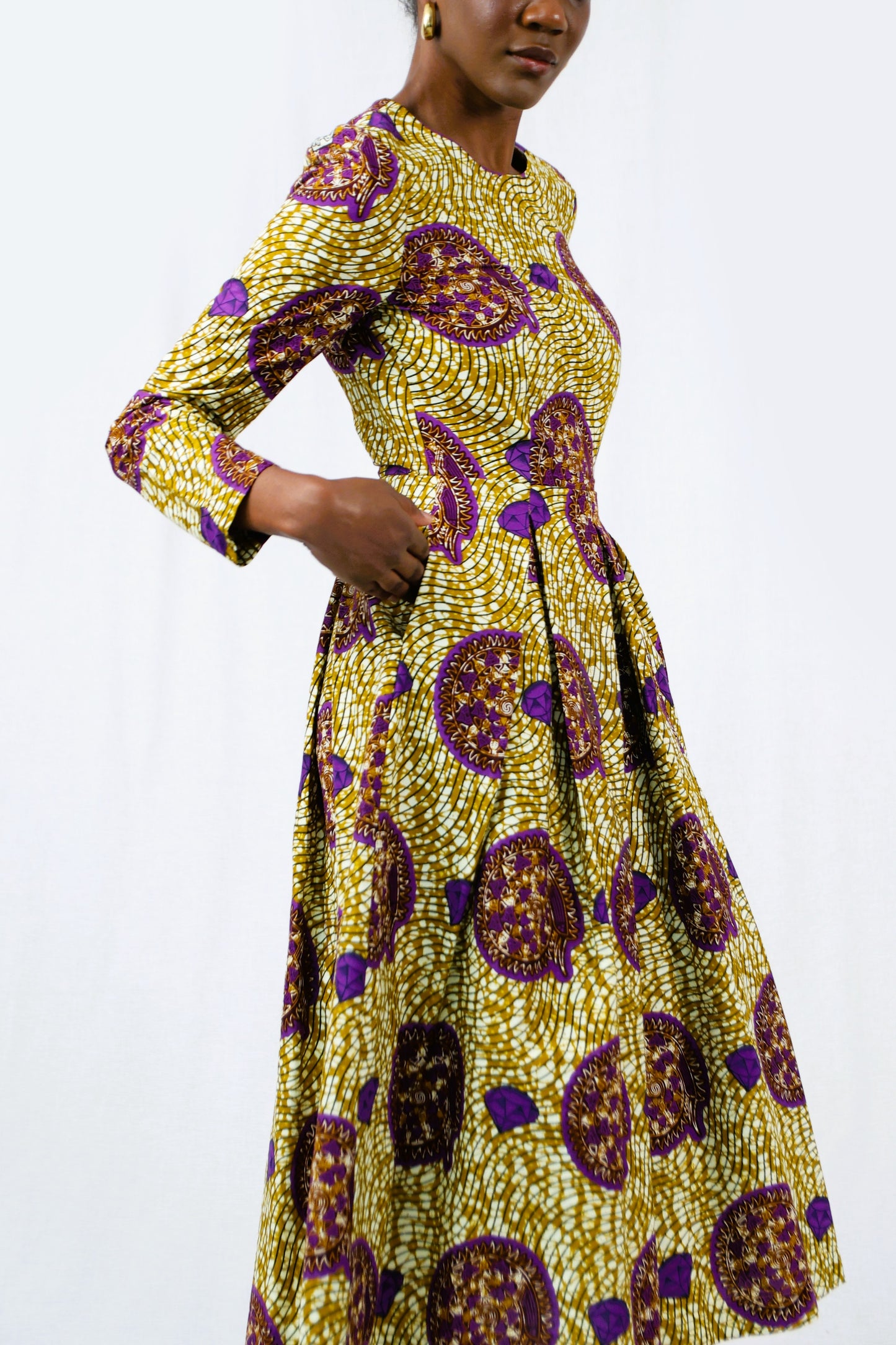 MIDI DRESS WITH PLEATS MALI EARTH