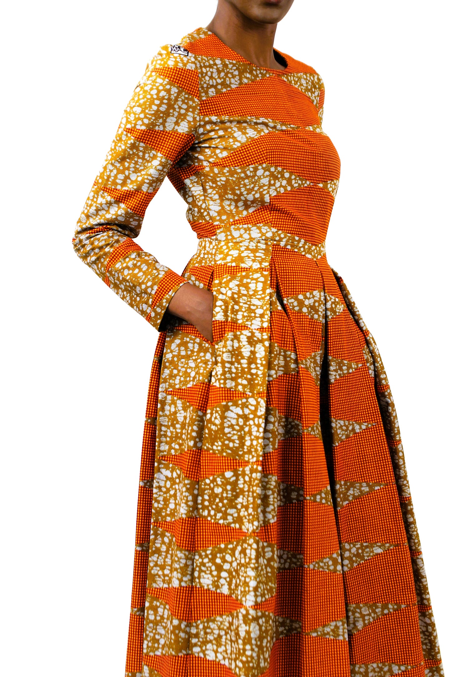 MIDI DRESS WITH PLEATS MAPUTO MARIGOLD