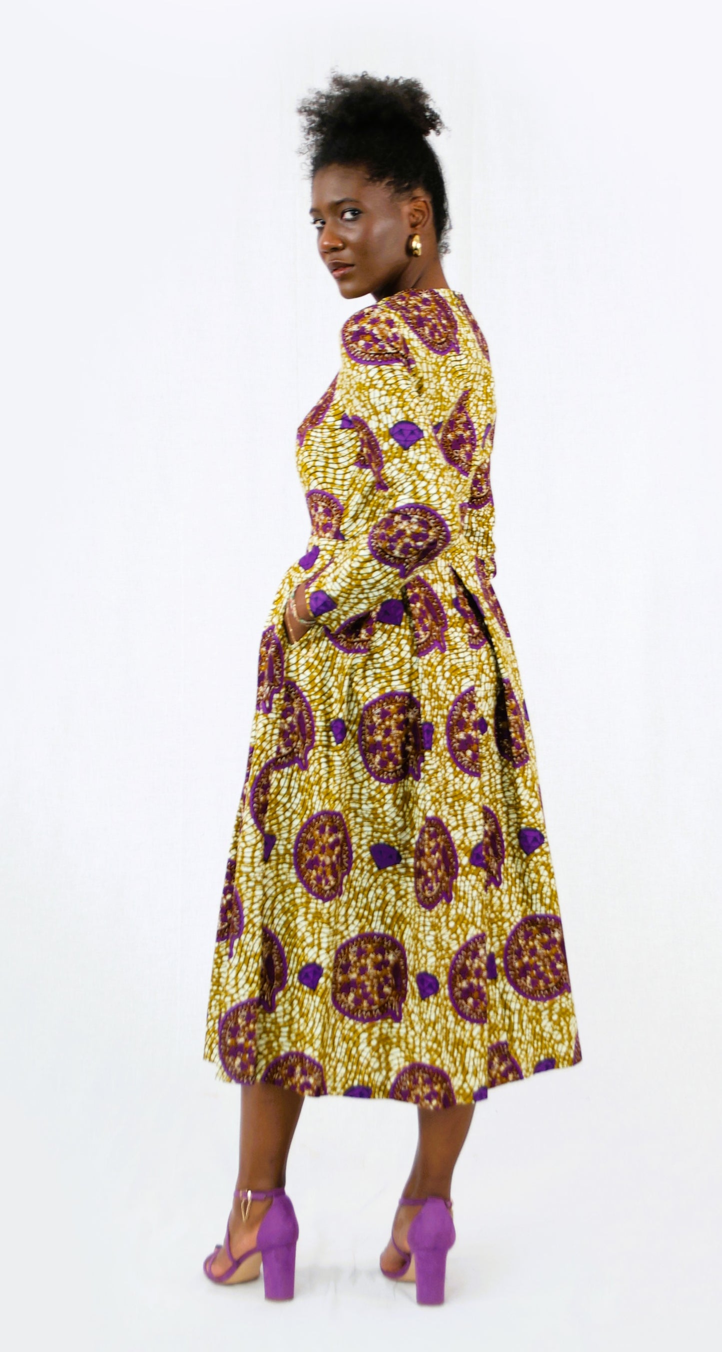 MIDI DRESS WITH PLEATS MALI EARTH