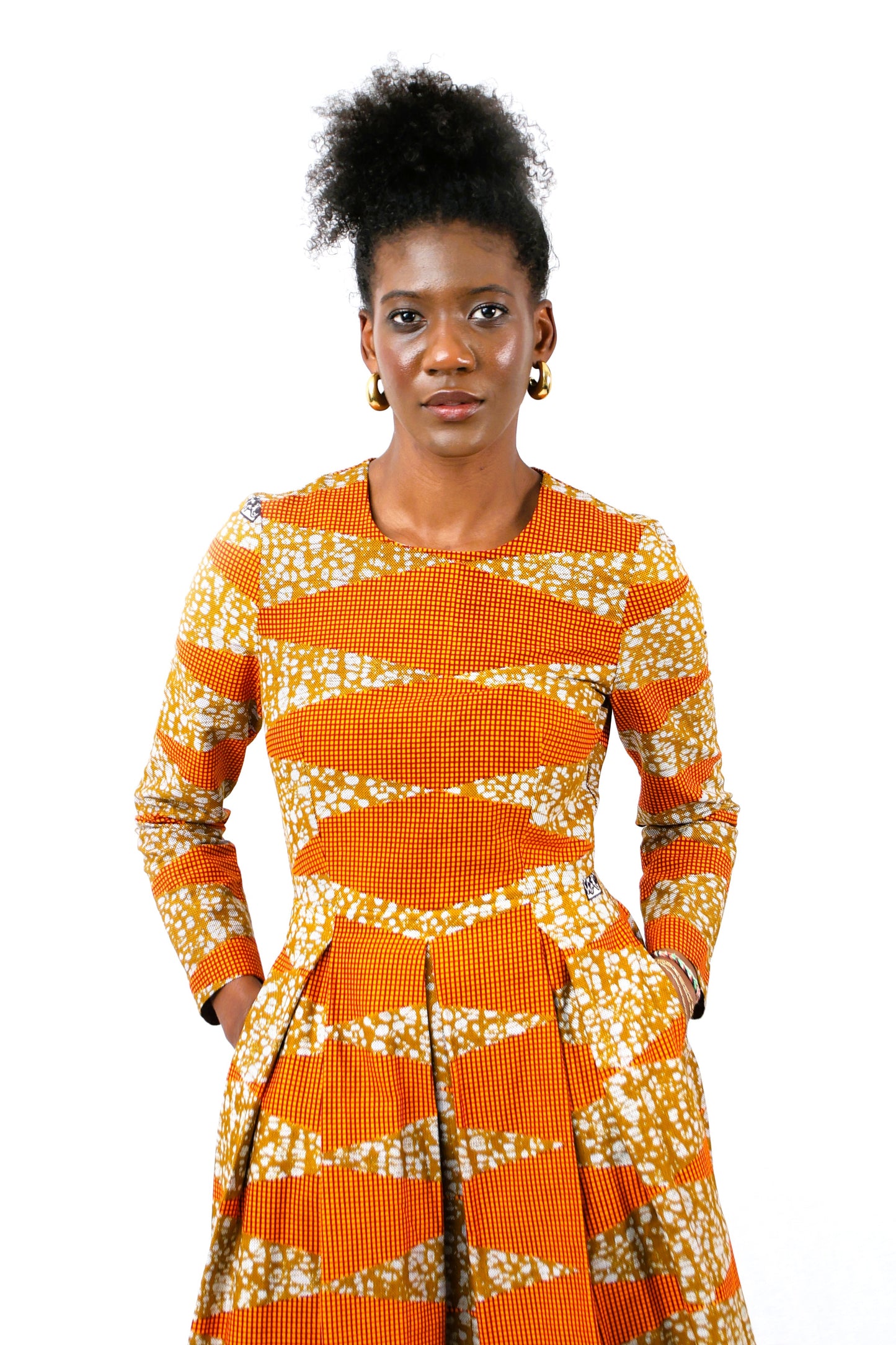 MIDI DRESS WITH PLEATS MAPUTO MARIGOLD