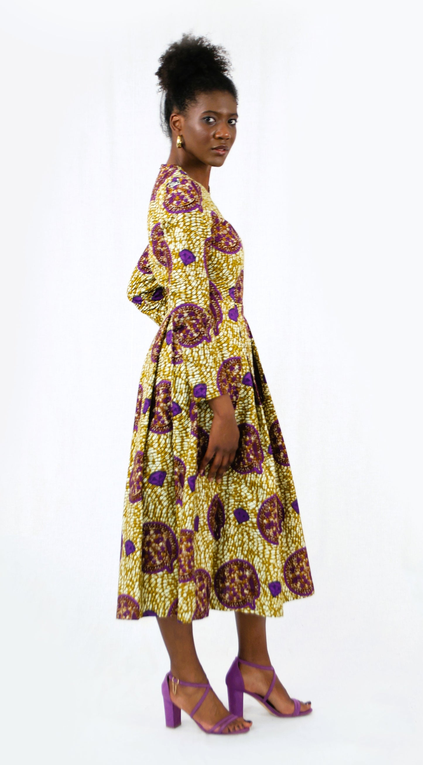 MIDI DRESS WITH PLEATS MALI EARTH