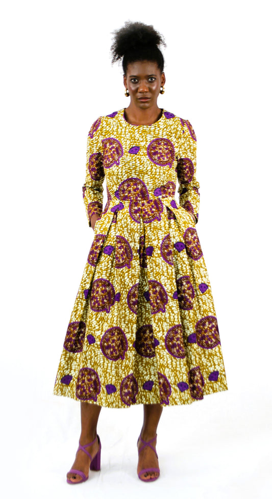MIDI DRESS WITH PLEATS MALI EARTH