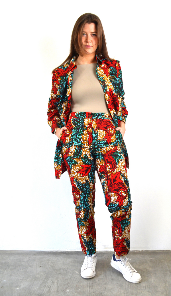 PANTS AND SHIRT SET RED ASHANTI