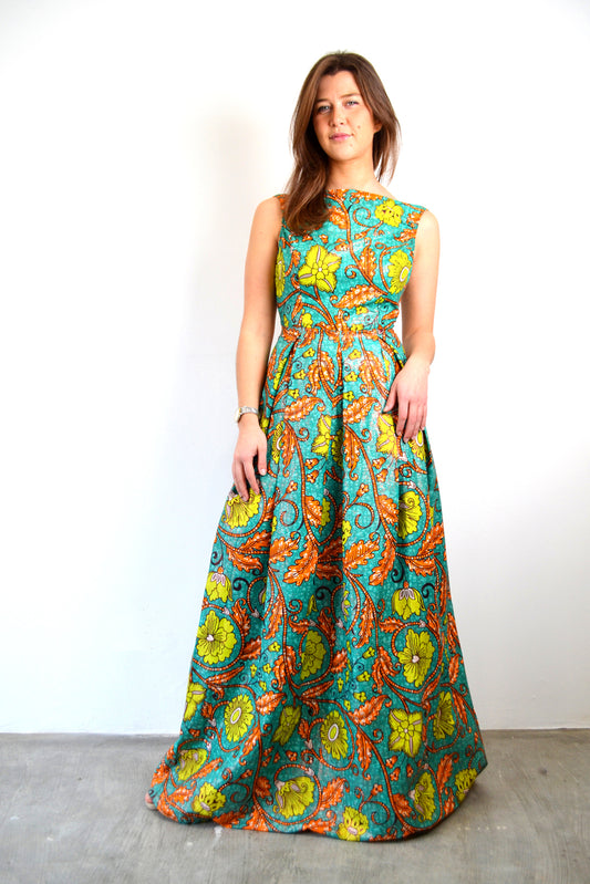EXCLUSIVE, LONG DRESS WITH PLEATS GOLD ZULU