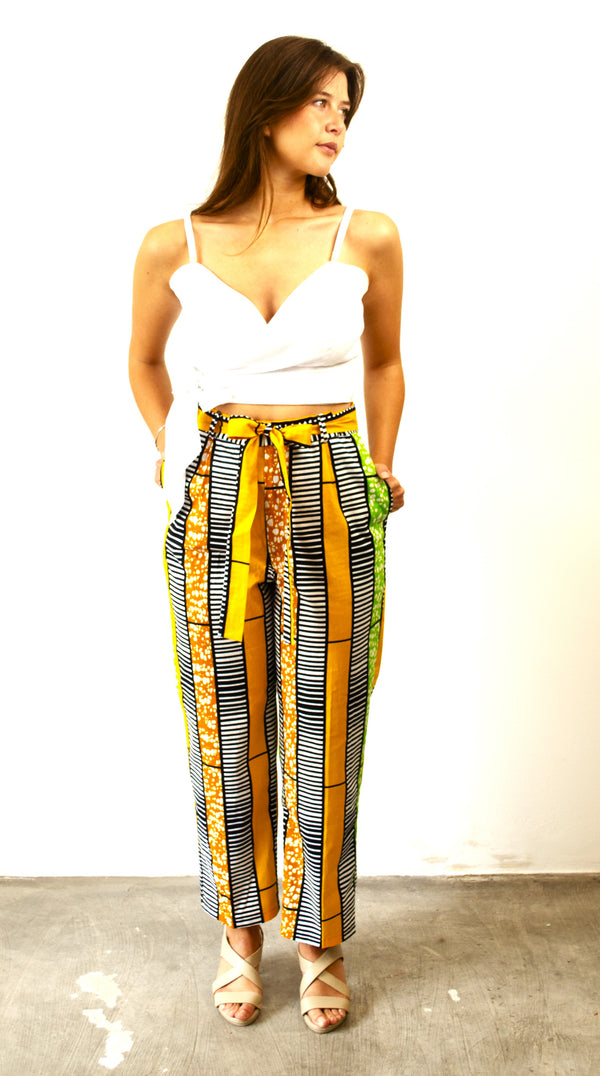 HIGH-WAISTED TROUSERS YELLOW ACCRA