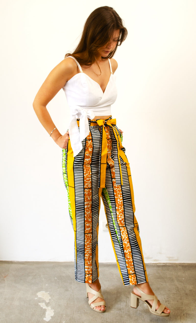 HIGH-WAISTED TROUSERS YELLOW ACCRA