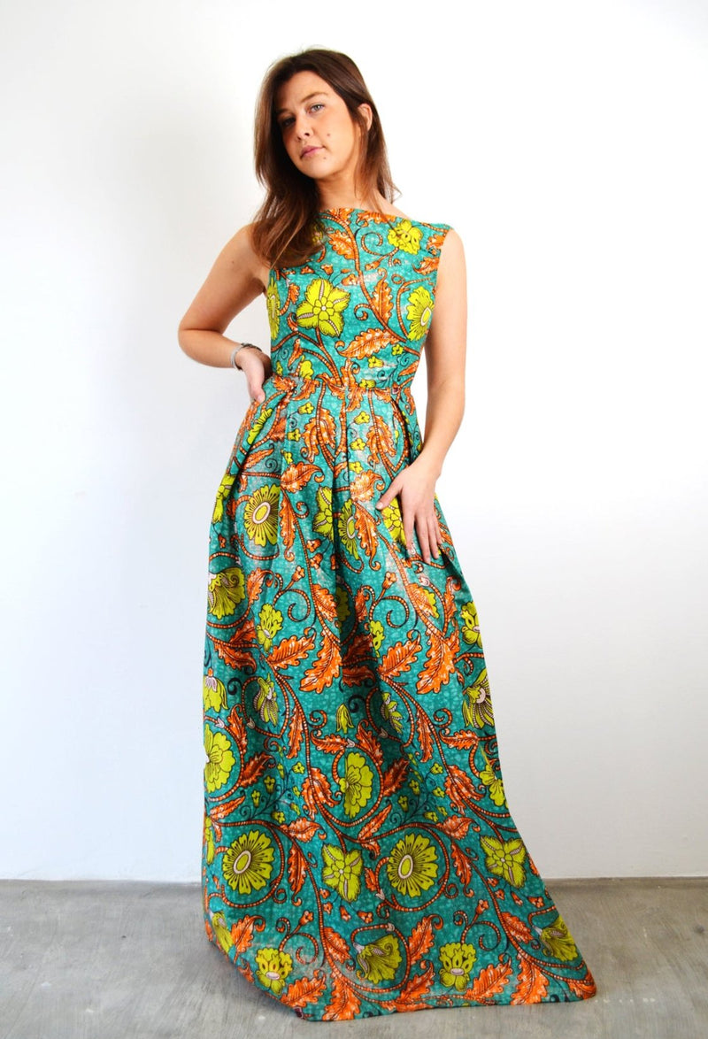 EXCLUSIVE, LONG DRESS WITH PLEATS GOLD ZULU