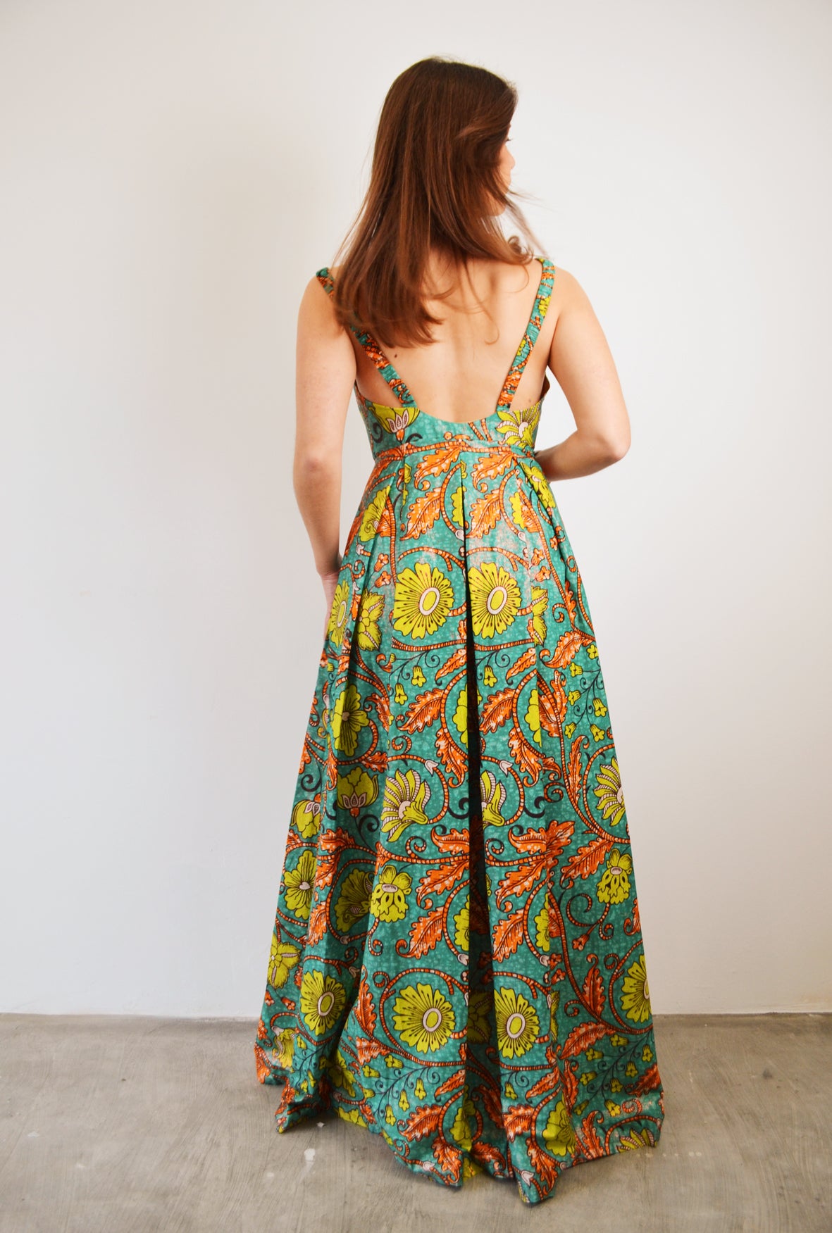 EXCLUSIVE, LONG DRESS WITH PLEATS GOLD ZULU