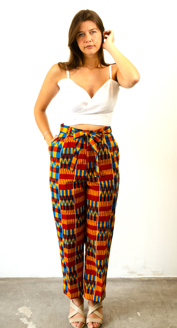 HIGH-WAISTED TROUSERS RED KENTE