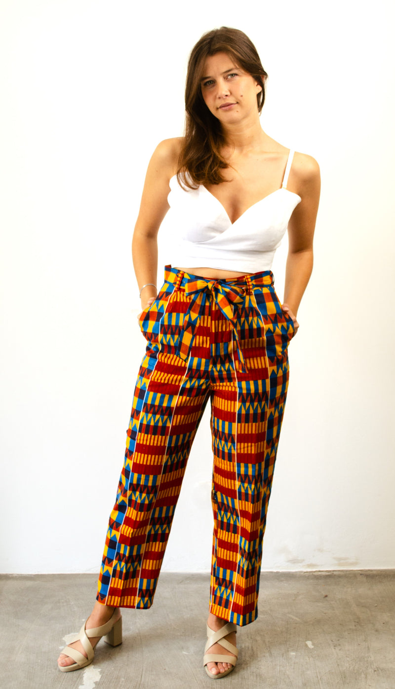 HIGH-WAISTED TROUSERS RED KENTE