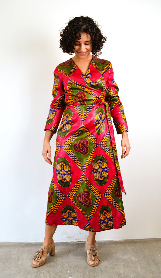 MIDI DOUBLE-BREASTED DRESS NIGERIAN STYLE