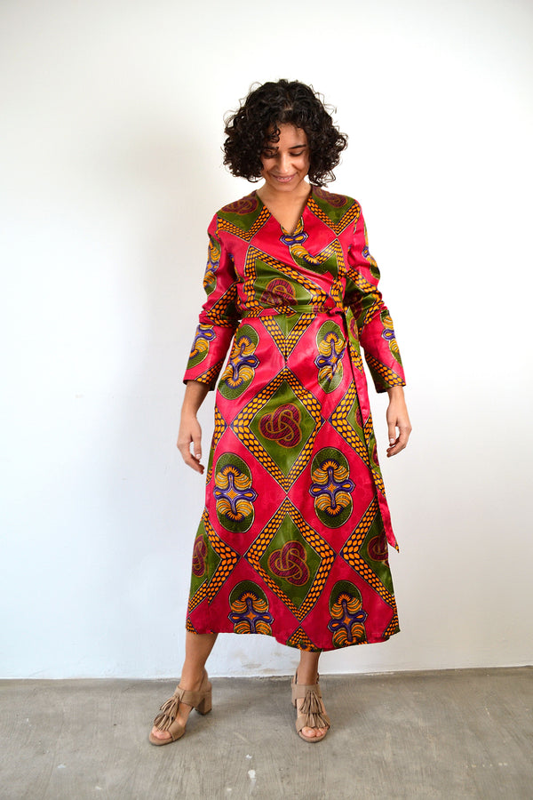 MIDI DOUBLE-BREASTED DRESS NIGERIAN STYLE