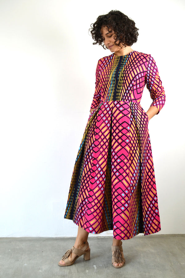 MIDI DRESS WITH PLEATS ROSE IKAPA