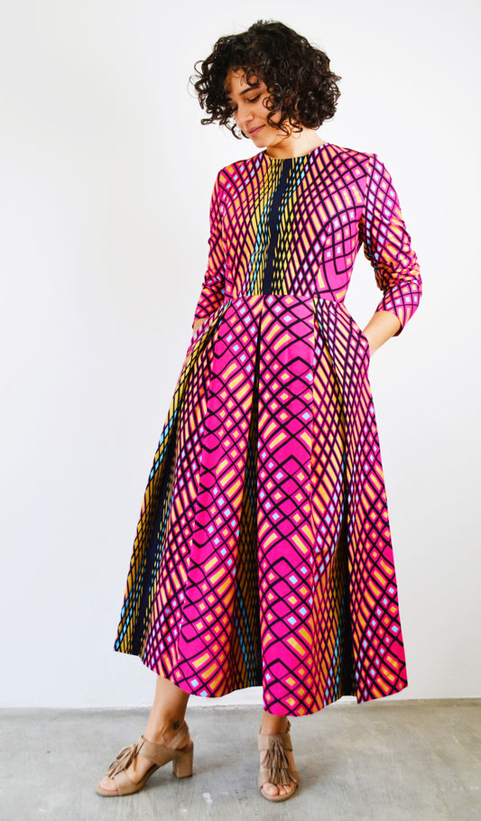 MIDI DRESS WITH PLEATS ROSE IKAPA