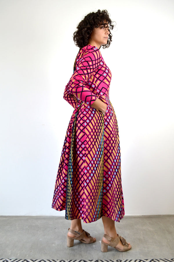 MIDI DRESS WITH PLEATS ROSE IKAPA