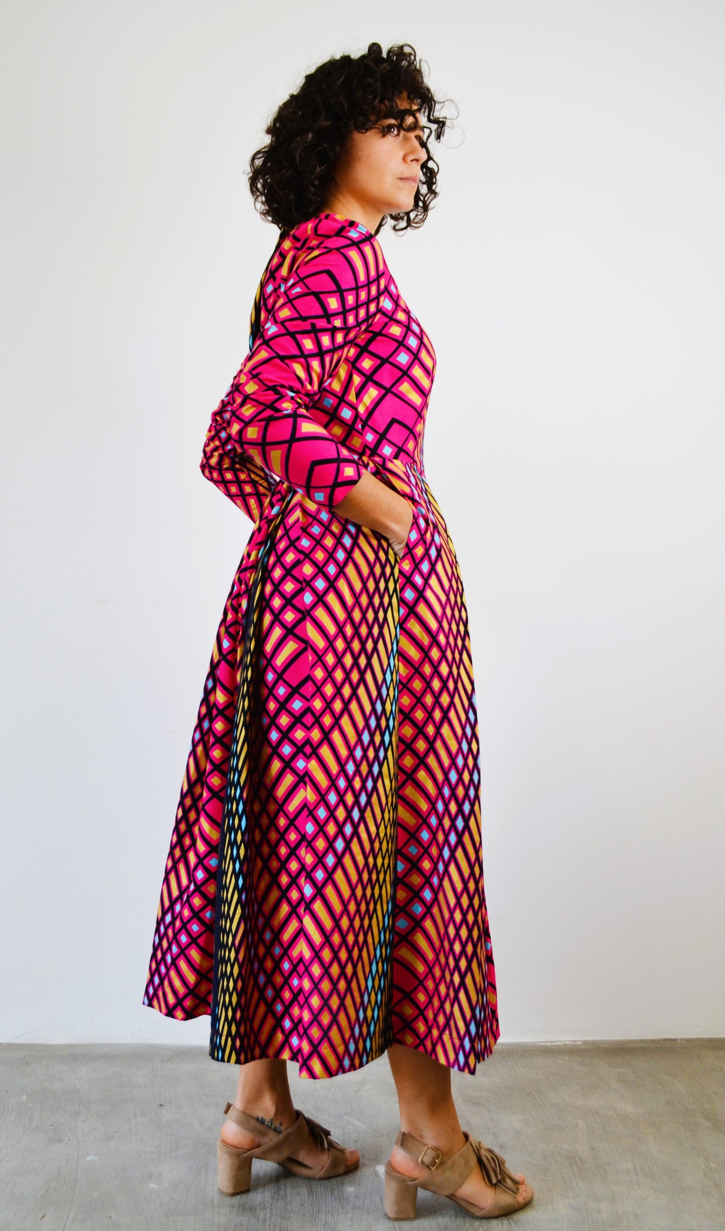 MIDI DRESS WITH PLEATS ROSE IKAPA