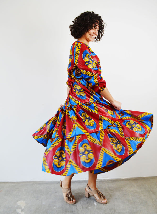 MIDI DRESS WITH FRILLS RED SOYO