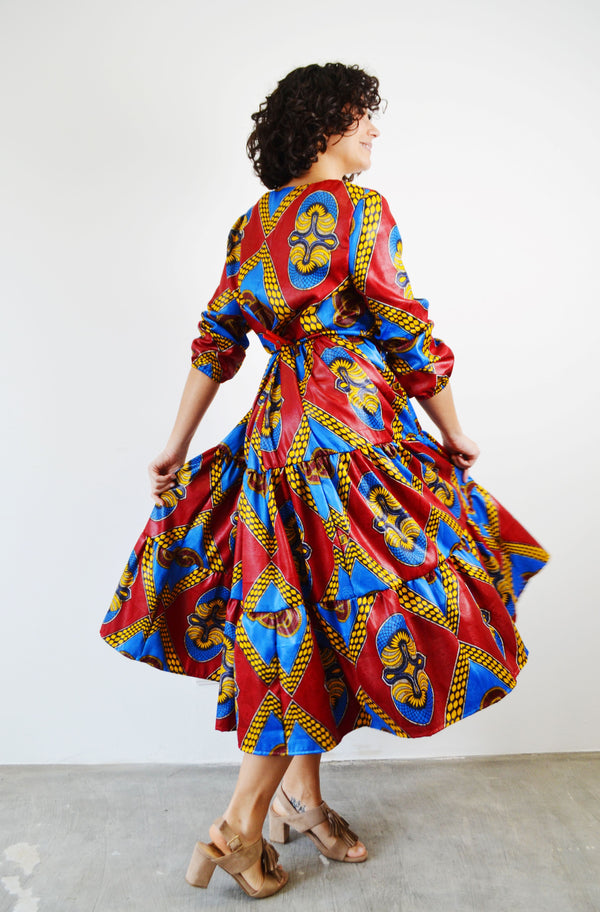 MIDI DRESS WITH FRILLS RED SOYO