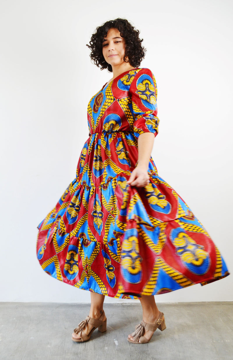 MIDI DRESS WITH FRILLS RED SOYO