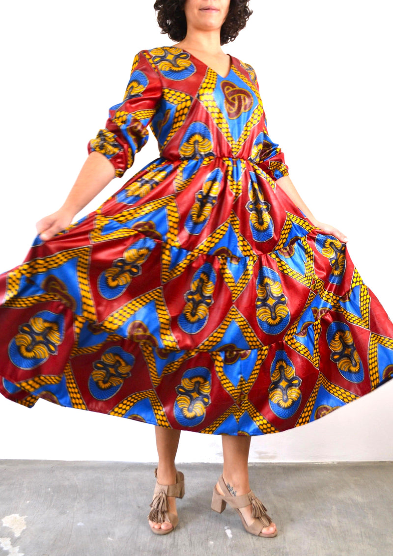 MIDI DRESS WITH FRILLS RED SOYO