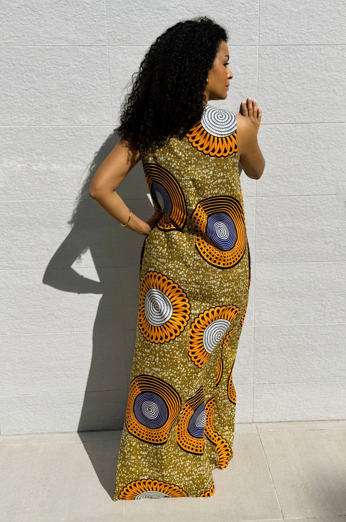 LONG STRAIGHT DRESS BOTSWANA FLOWER