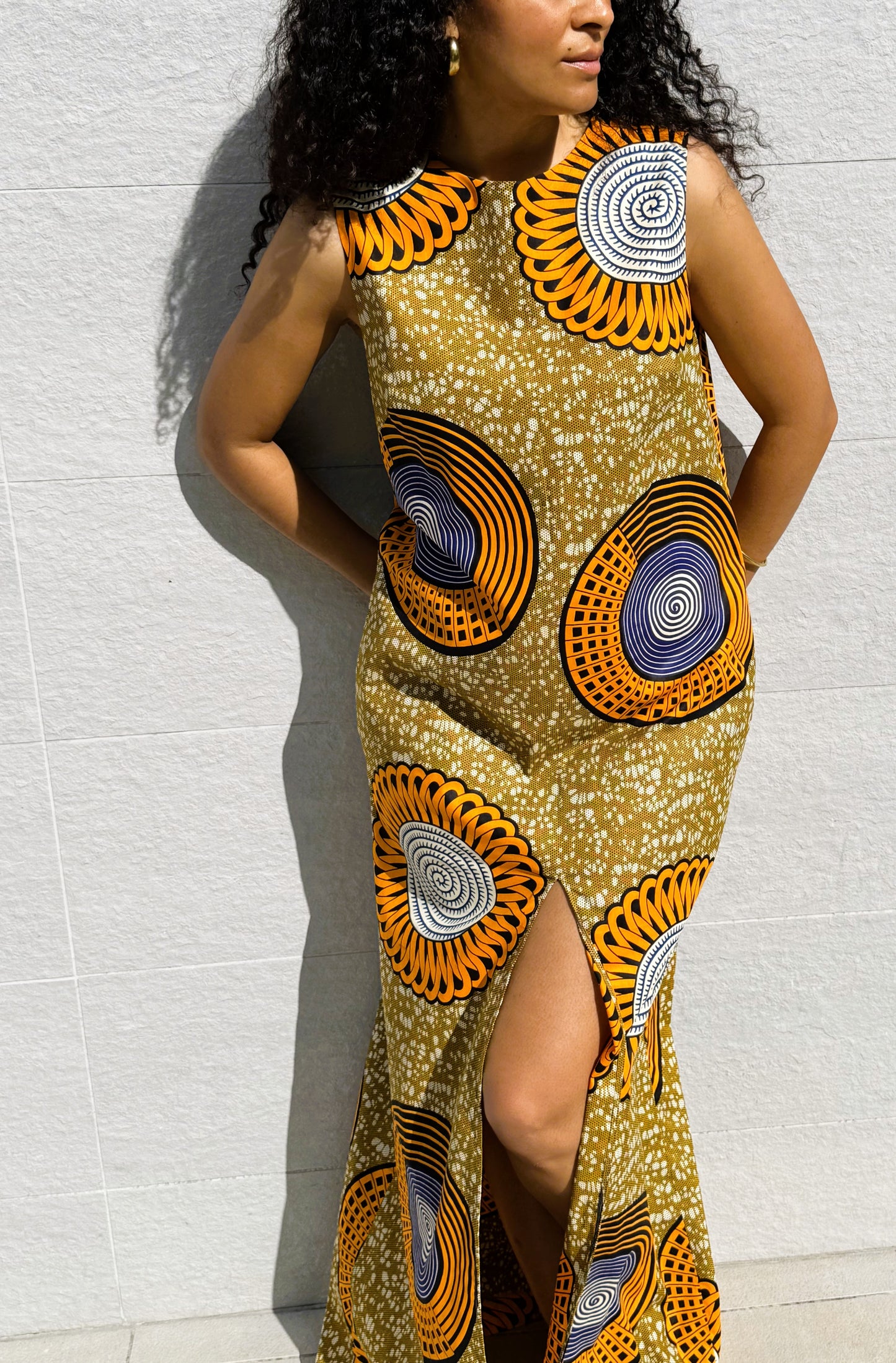 LONG STRAIGHT DRESS BOTSWANA FLOWER