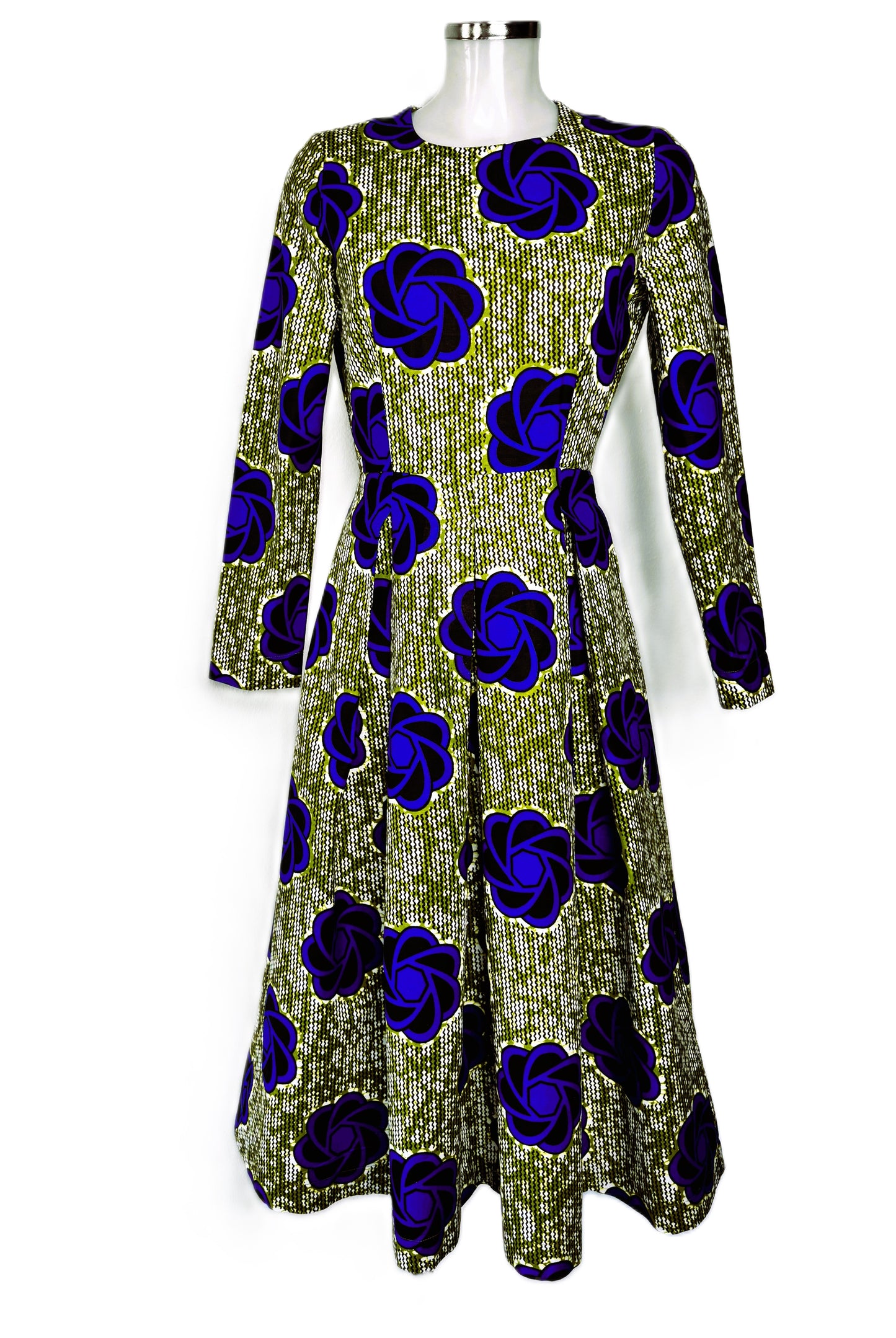 MIDI DRESS WITH PLEATS IVORY COAST BLUE