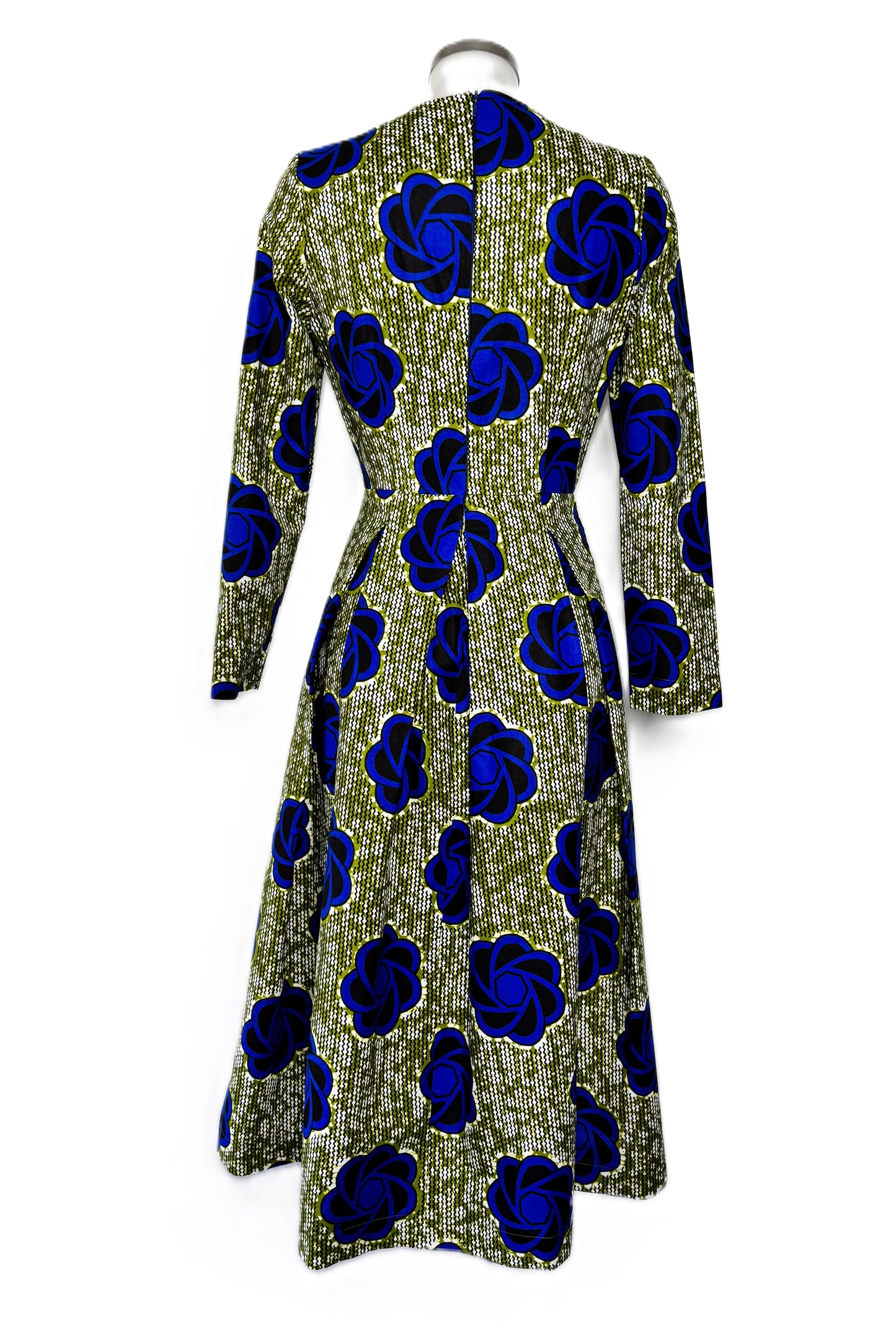 MIDI DRESS WITH PLEATS IVORY COAST BLUE
