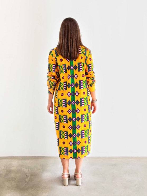 SHIRT DRESS GREEN KENTE