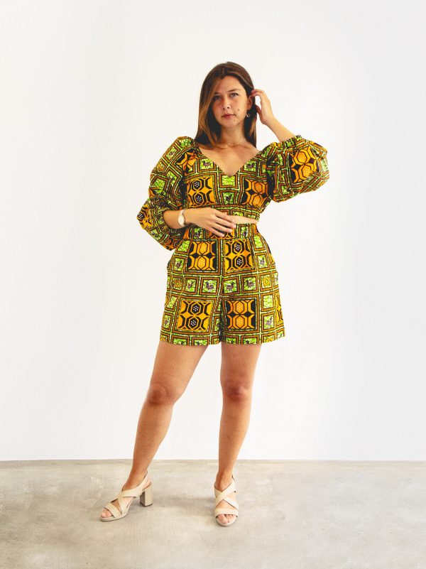 SHORTS & BLOUSE SET GREEN TANZANIA