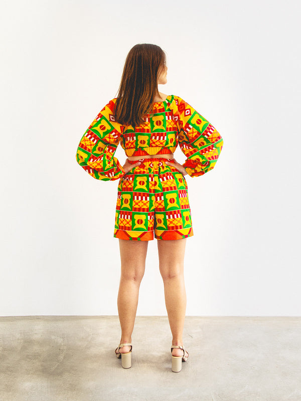 SHORTS & BLOUSE SET ORANGE GHANA