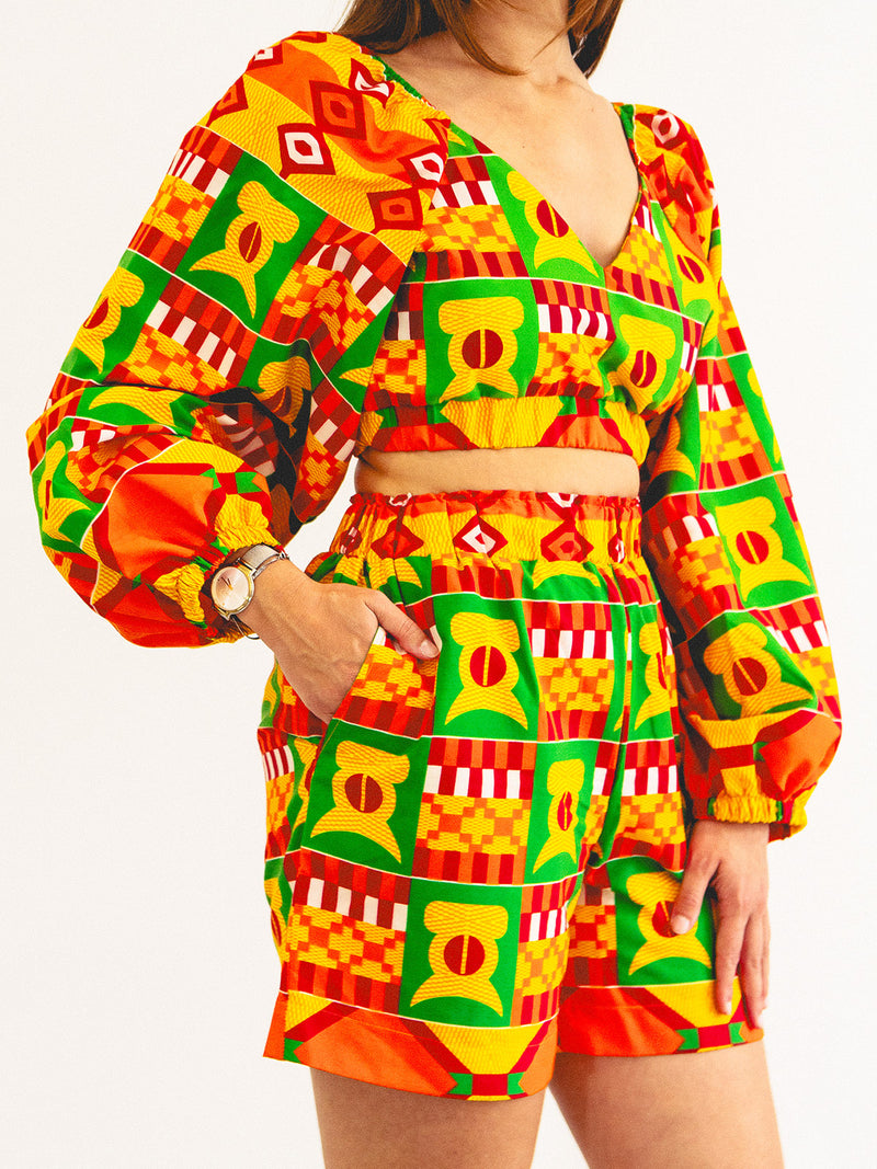 SHORTS & BLOUSE SET ORANGE GHANA