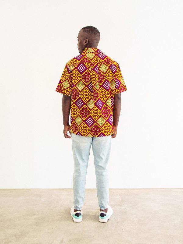 MEN’S SHORT SLEEVE SHIRT BURGUNDY MAASAI