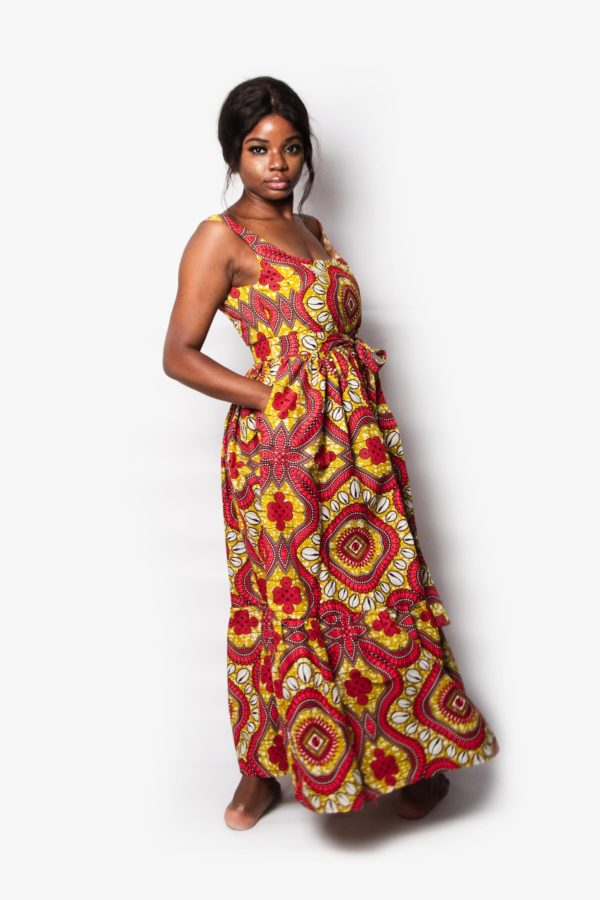 SQUARE NECK DRESS WITH FRILLS MALANJE