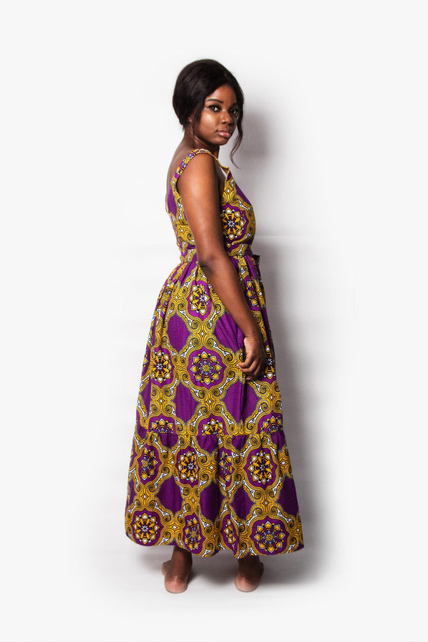 SQUARE NECK DRESS WITH FRILLS MZANSI FLOWER