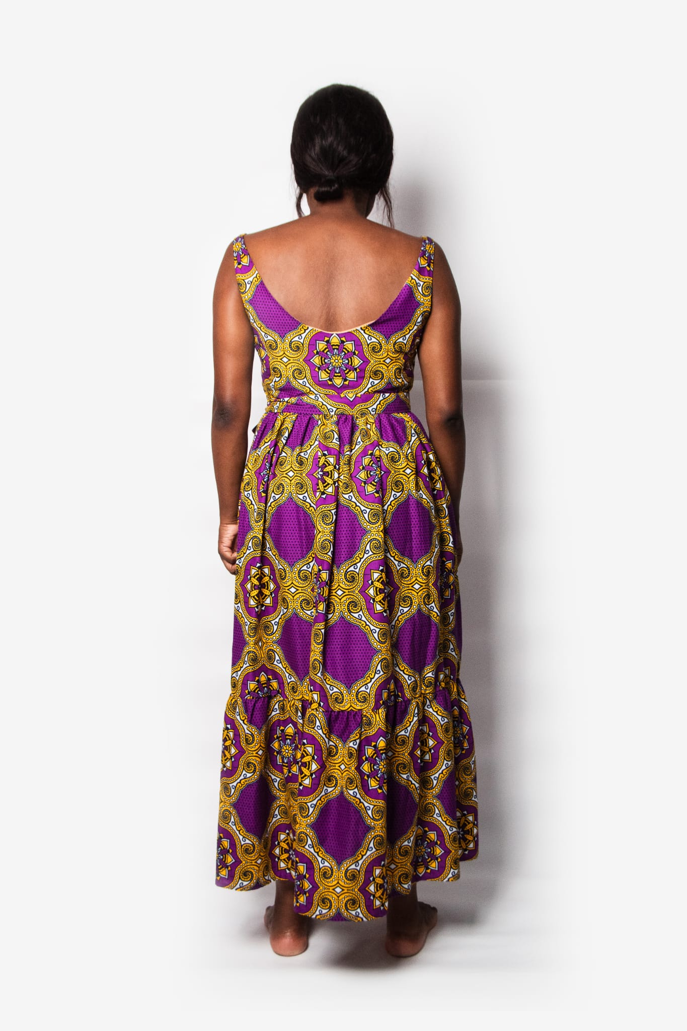 SQUARE NECK DRESS WITH FRILLS MZANSI FLOWER