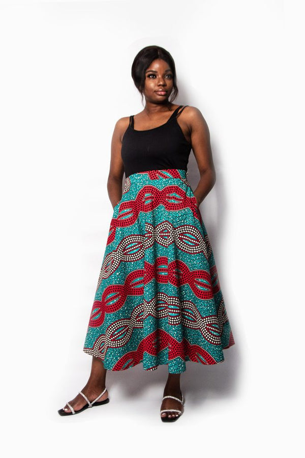 MIDI ROUND SKIRT BLUE KAFTAN