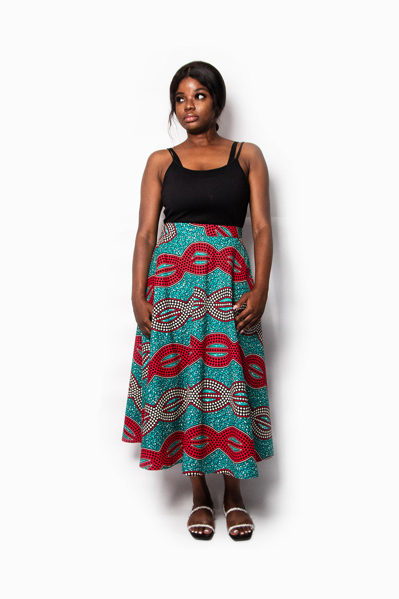 MIDI ROUND SKIRT BLUE KAFTAN