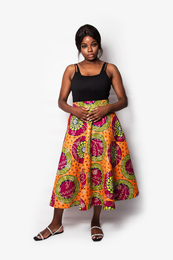 EXCLUSIVE, MIDI ROUND SKIRT NZINGA