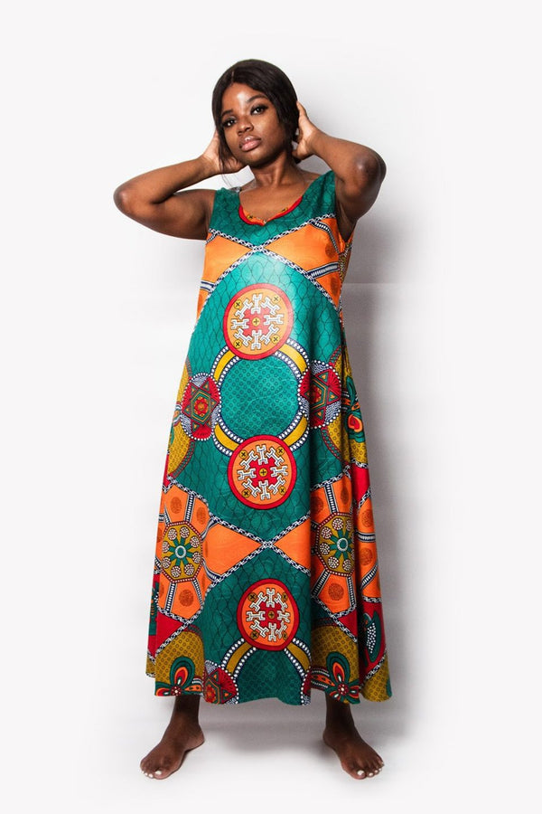 TRAPEZE DRESS TURQUOISE KWANZA