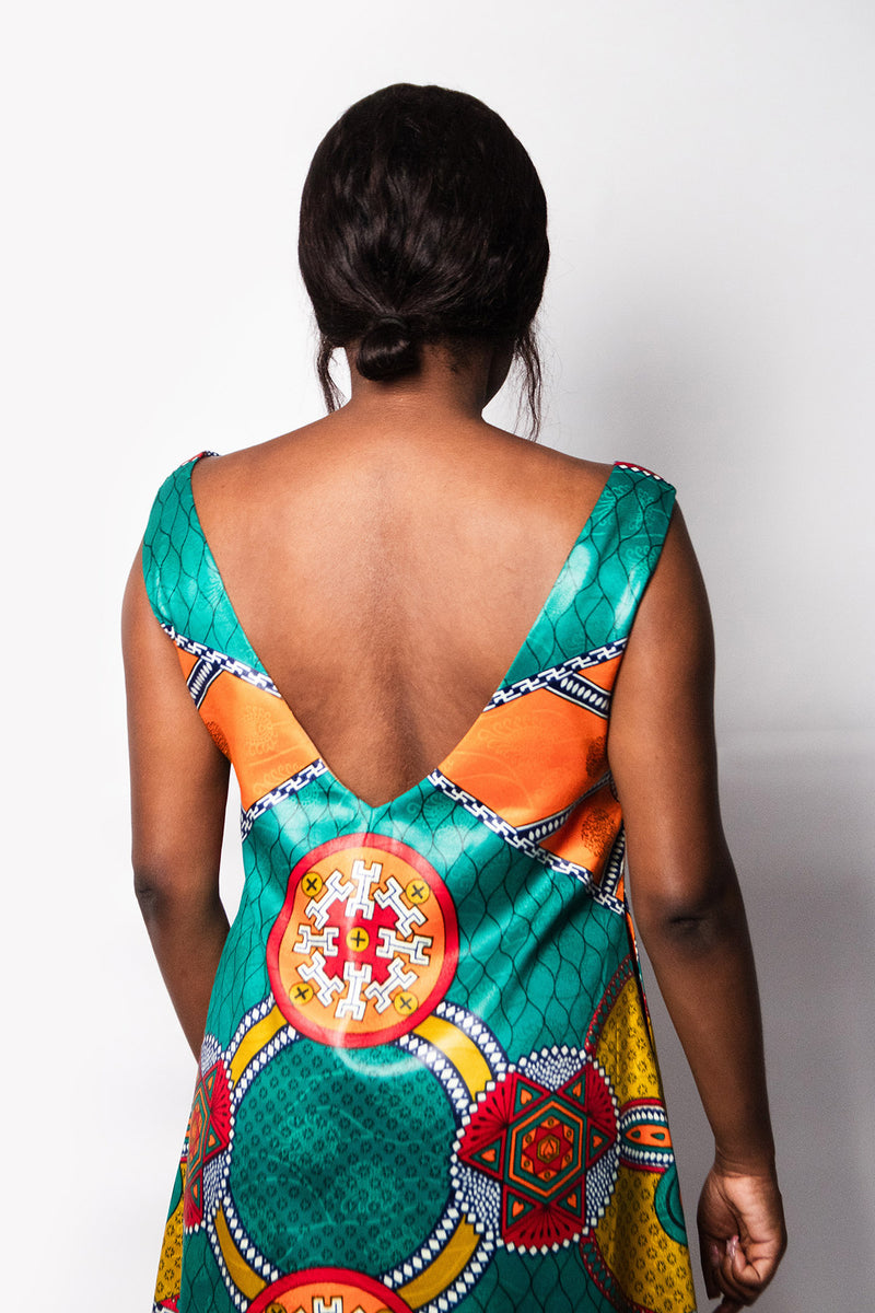 TRAPEZE DRESS TURQUOISE KWANZA