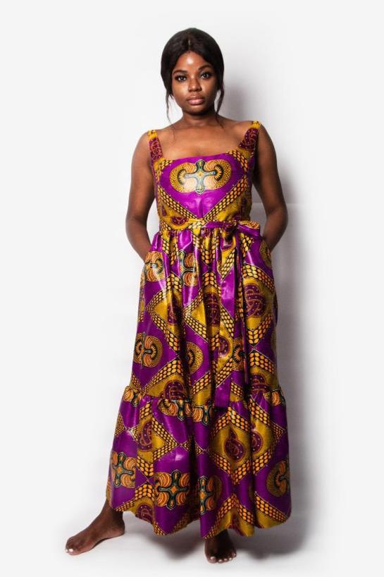 EXCLUSIVE, SQUARE NECK DRESS WITH FRILLS MOROCCO GLAM