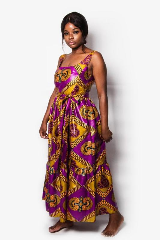 EXCLUSIVE, SQUARE NECK DRESS WITH FRILLS MOROCCO GLAM