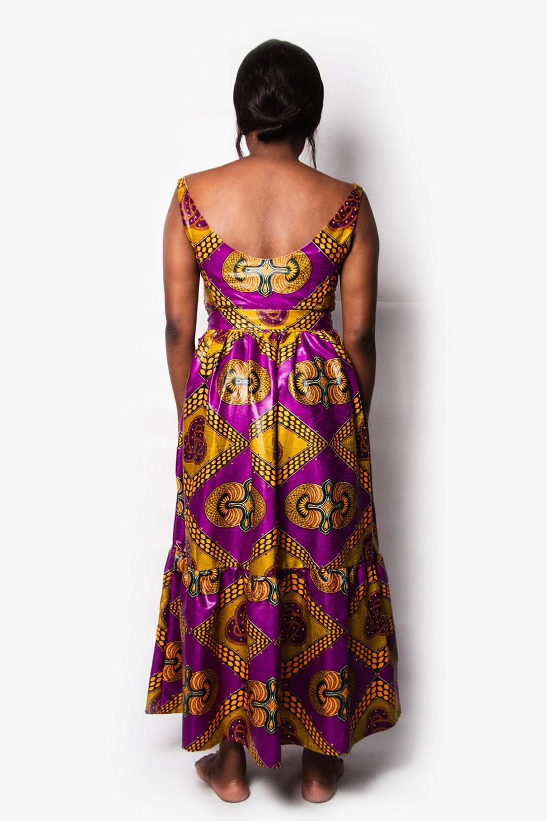 EXCLUSIVE, SQUARE NECK DRESS WITH FRILLS MOROCCO GLAM