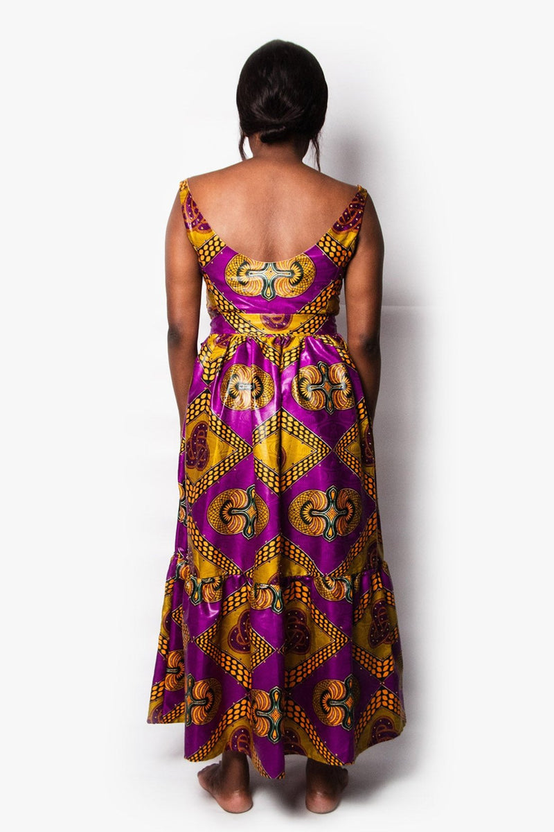 EXCLUSIVE, SQUARE NECK DRESS WITH FRILLS MOROCCO GLAM