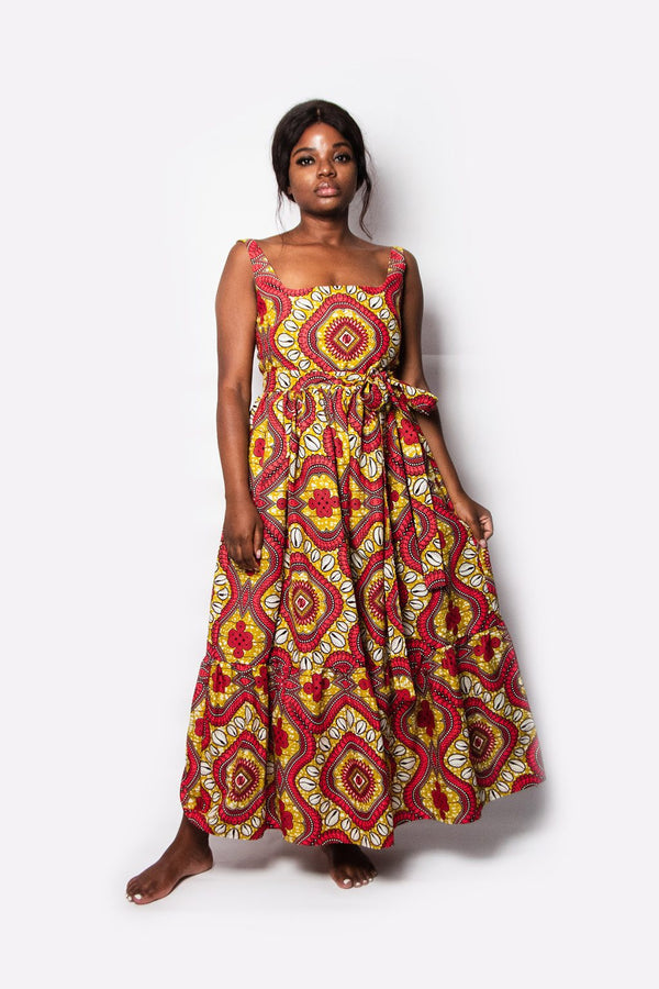 SQUARE NECK DRESS WITH FRILLS MALANJE